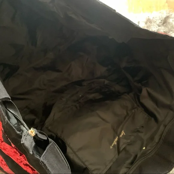 victoria's secret large tote bag sequins black red - Picture 4 of 4